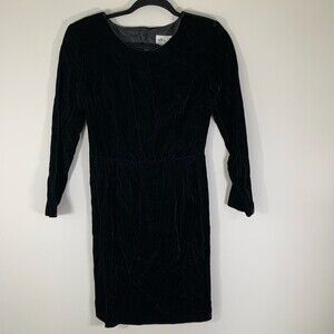 Lang Dress Women’s 4 Black Velvet Long Sleeve Mini Dress Shoulder Pads
